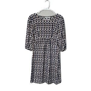 Boden Scoop Neck Geometric Navy & Brown Half Sleeve Size 6L